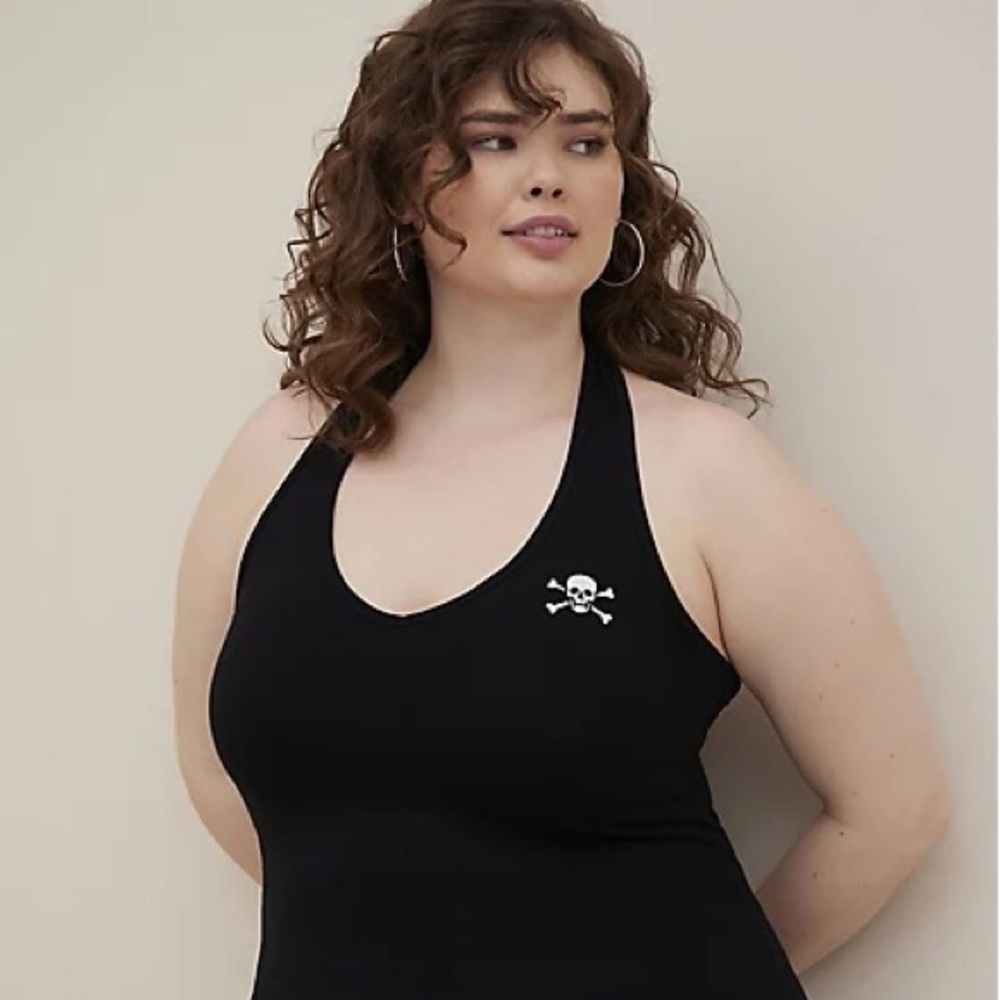 Torrid. Retro black skull halter.